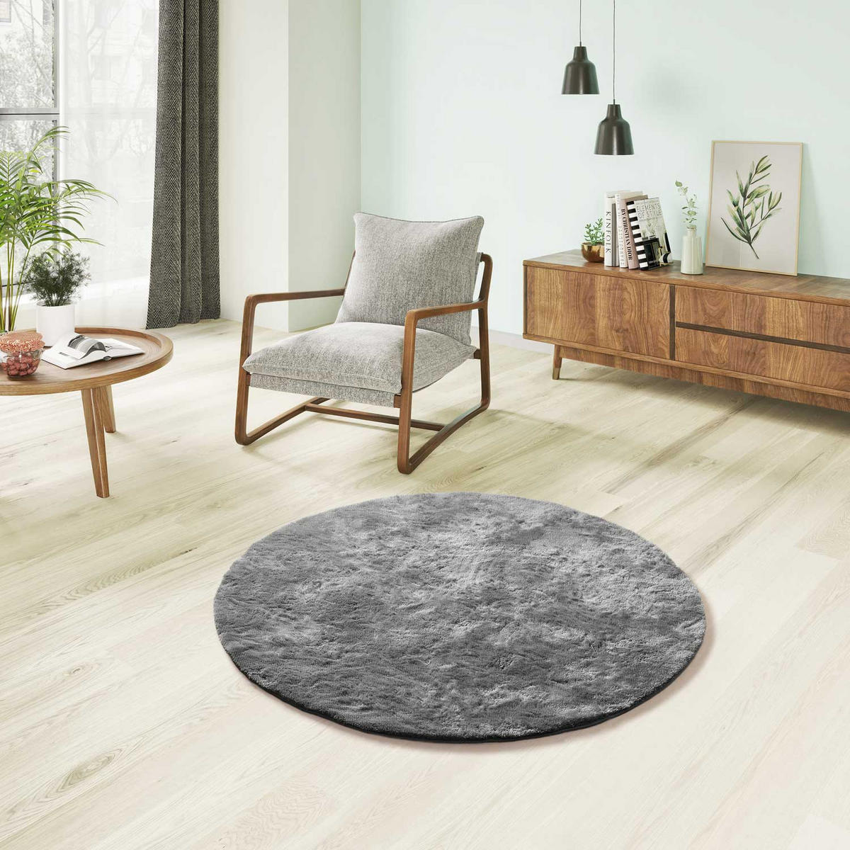 HOCHFLORTEPPICH Anthrazit Roma 120/120 cm - Anthrazit, Kunststoff/Textil (120/120cm) - Atticgo