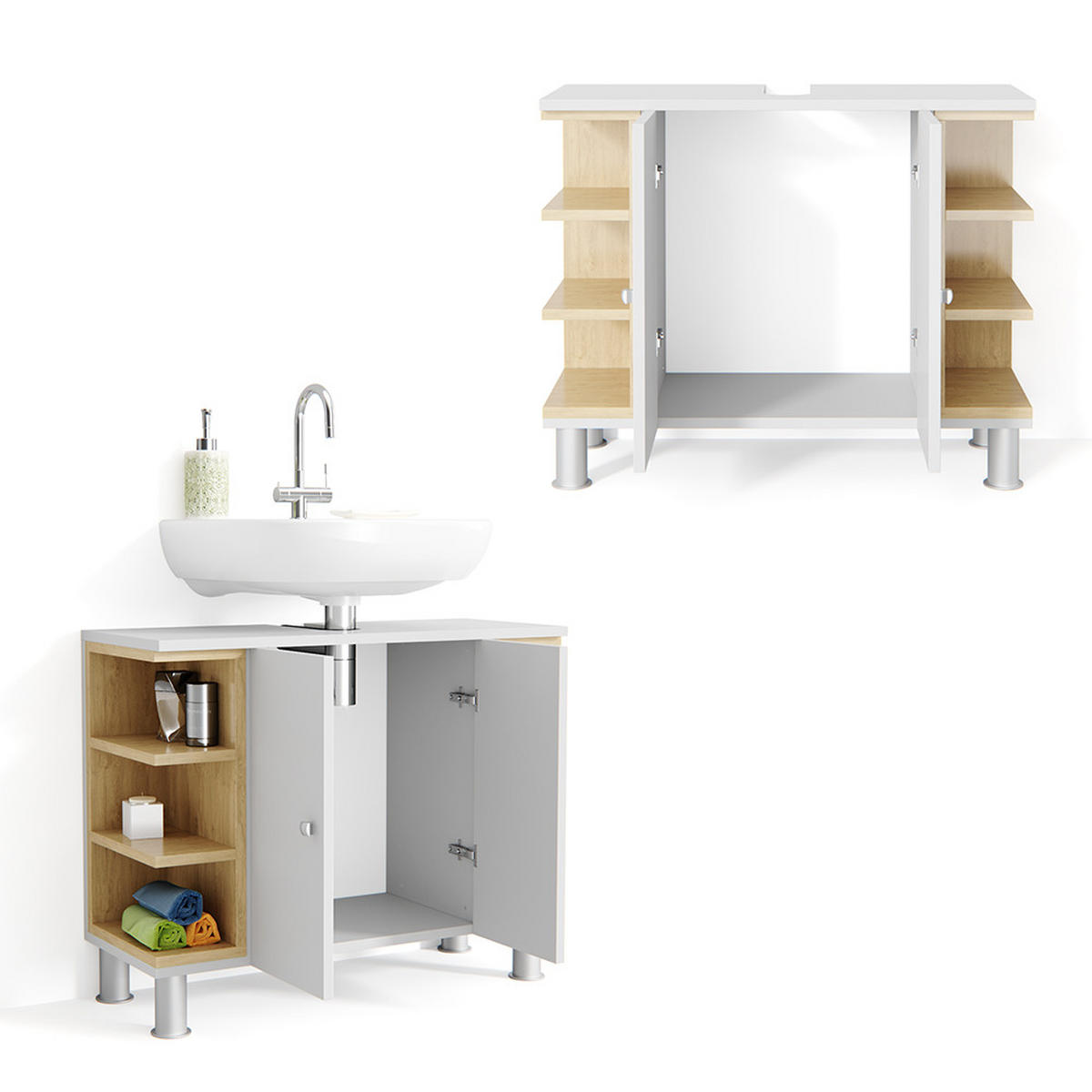 WASCHBECKENUNTERSCHRANK Aquis Weiß 79.6 x 64 cm - Weiß, Holzwerkstoff (79.6/64/32cm) - Vicco