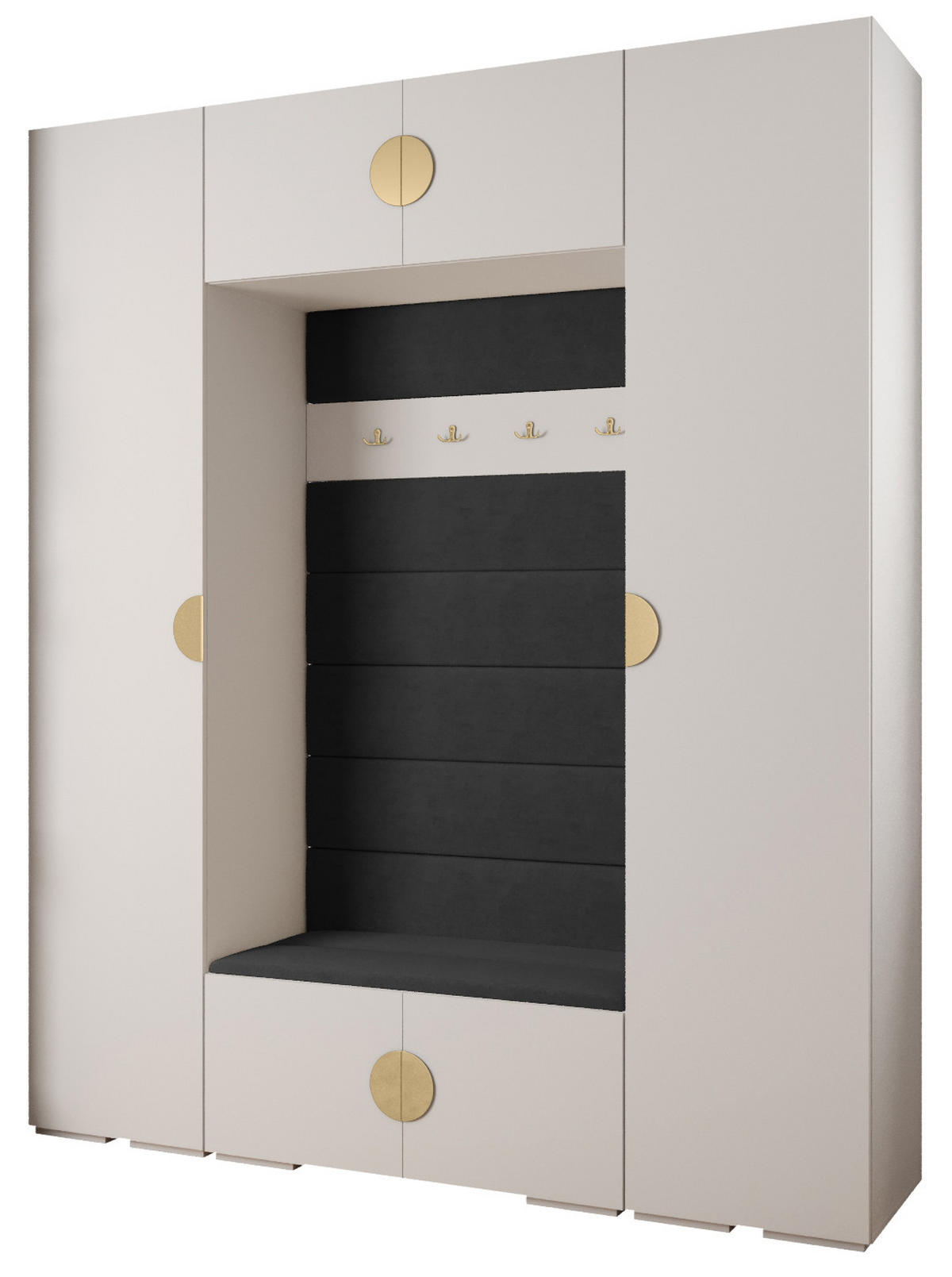 GARDEROBEN-SET 236,7/200/47 - Goldfarben/Schwarz, Holz/Kunststoff (200/236.7/47cm) - Abiks Möbel