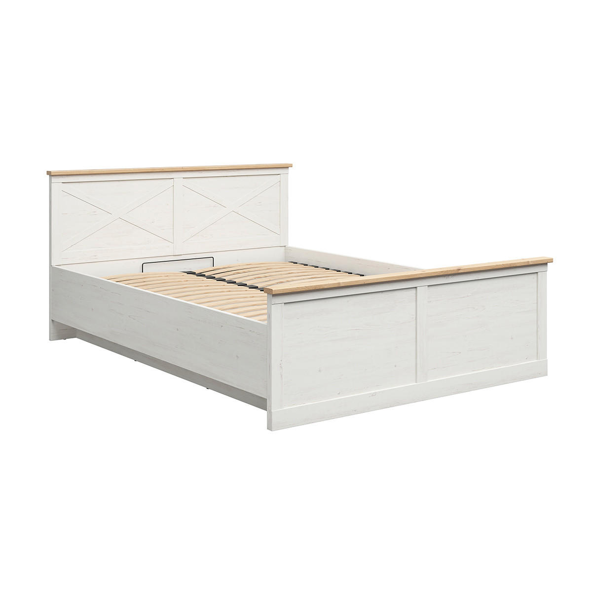 BOXBETT 160/200 Victoria Weiß und Holz - Weiß, Holzwerkstoff (160/200cm) - Petits-meubles