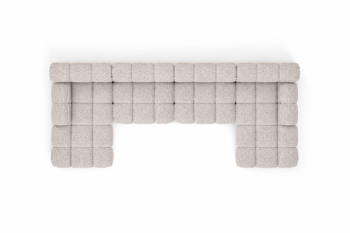 ECKSOFA U-Form XL, Stoff Bouclé Abriamo, Beige, Selia U XL - Beige, Holz (380/70/160cm) - Kaiser Möbel