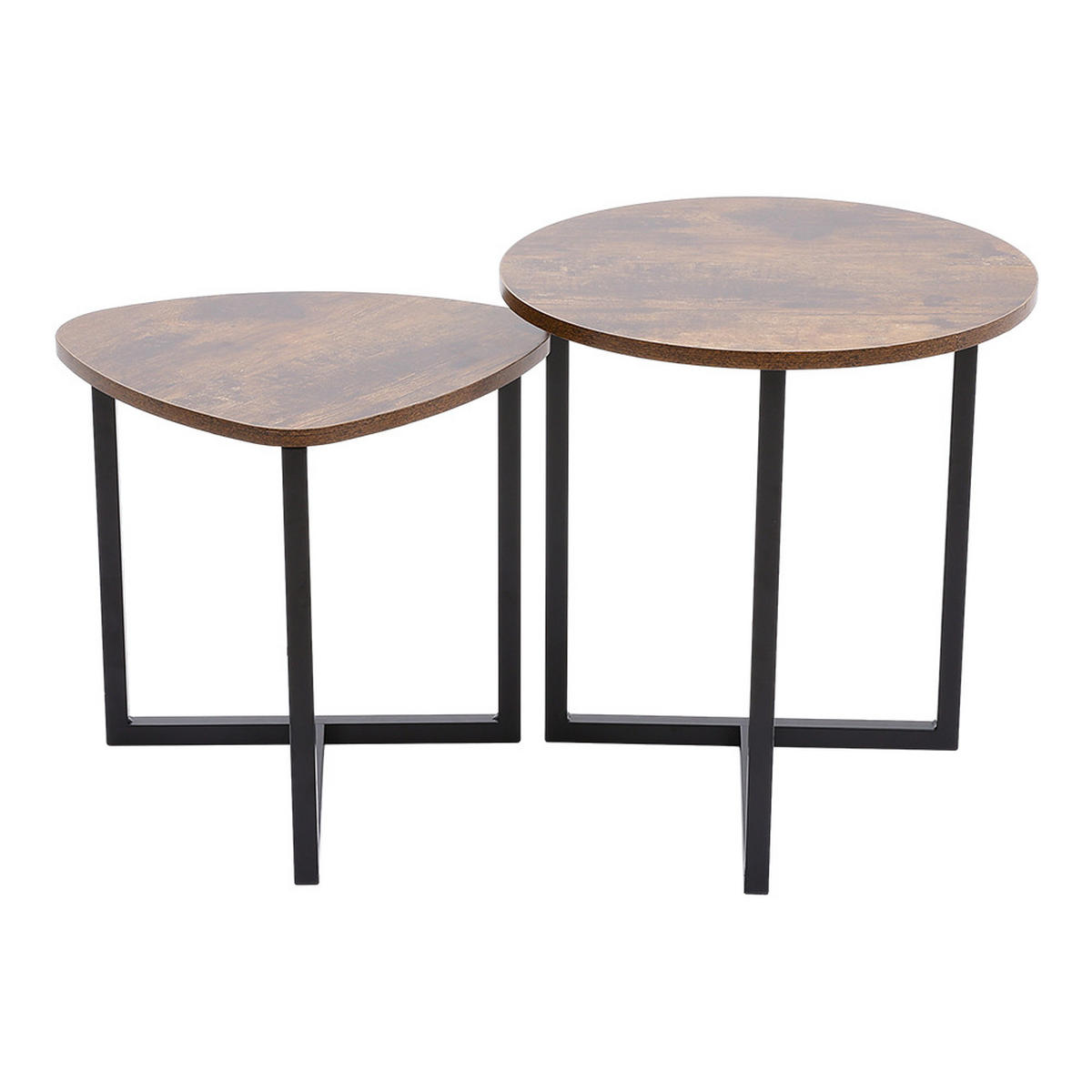 BEISTELLTISCH-SET 2-TLG. Kaffeetisch Braun Schwarz MDF Metall - Schwarz/Braun, Holzwerkstoff/Metall (45/87/48cm) - Livingandhome