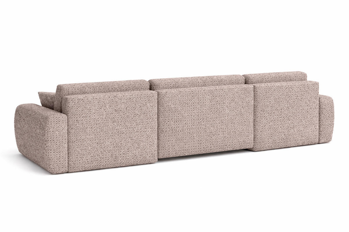 ECKSOFA Mit Schlaffunktion Und Bettkasten U-Form Ariel U, Chenille-Stoff Artico, Beige - Beige, Holz (342/142cm) - Kaiser Möbel