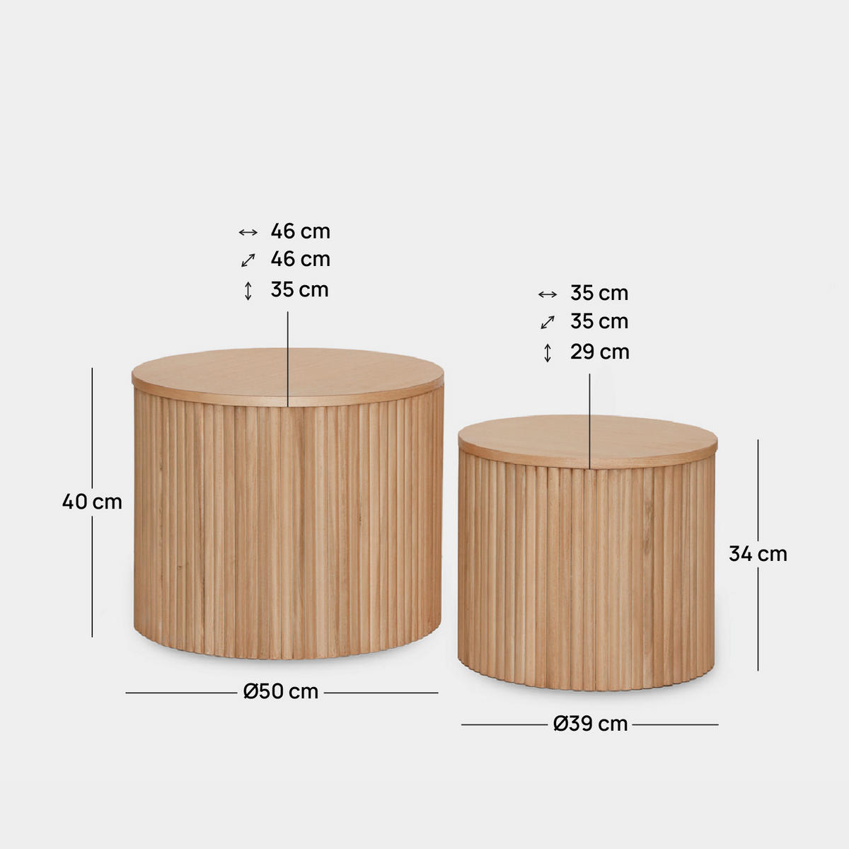 COUCHTISCH FESTER Vemi Natürlich 50 cm / 39 cm x 40 cm / 34 cm - Naturfarben, Holzwerkstoff (50/50/40cm) - Klast Home