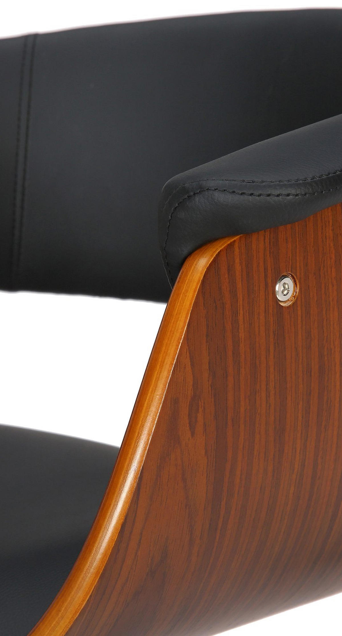 BARHOCKER Lederlook walnuss/schwarz - Schwarz, Textil/Metall (60/90/51cm) - CLP