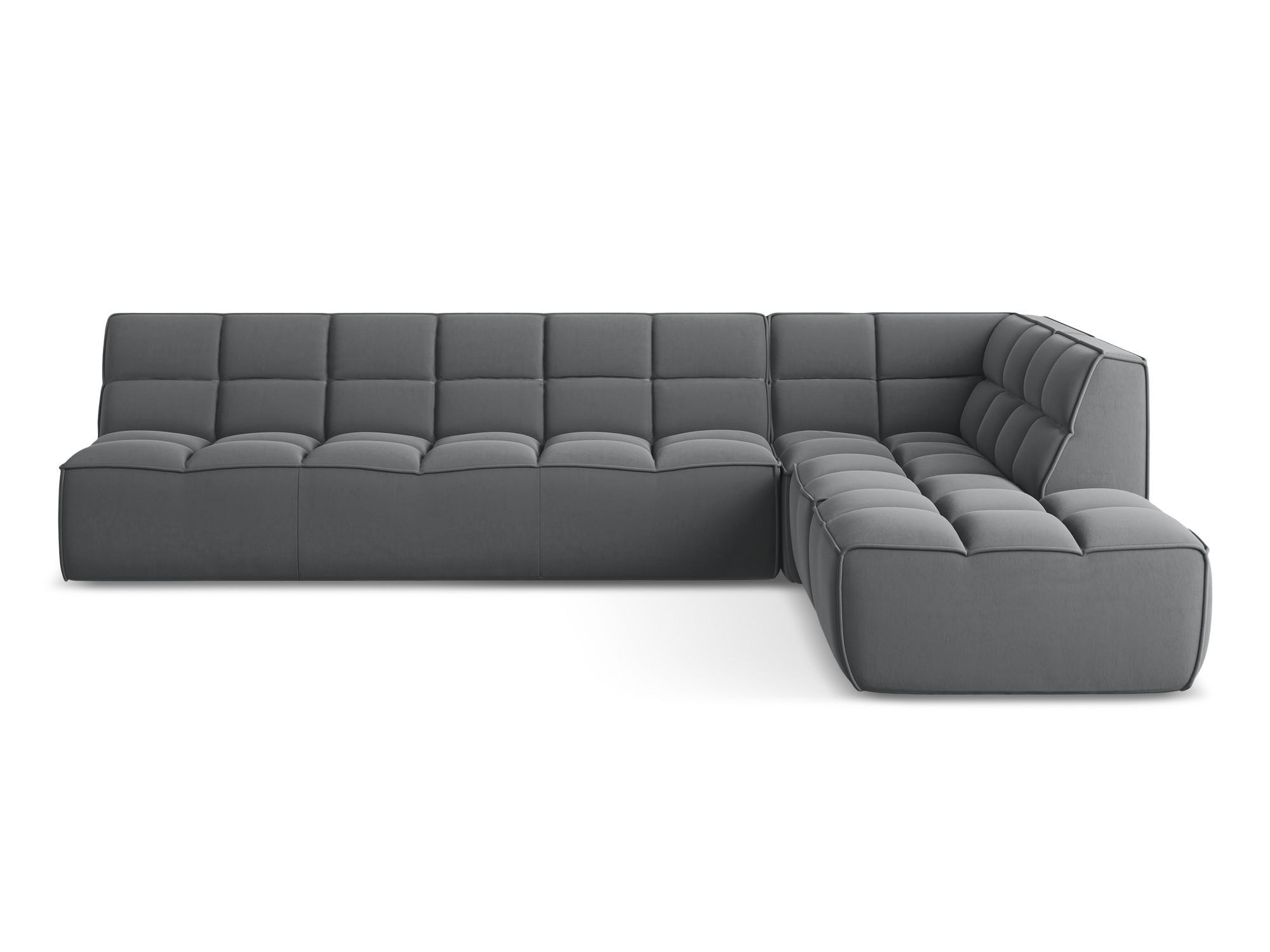 ECKSOFA Beidseitig Samt Stoff Grau - Dunkelgrau/Schwarz, Kunststoff/Textil (308/258cm) - Makamii