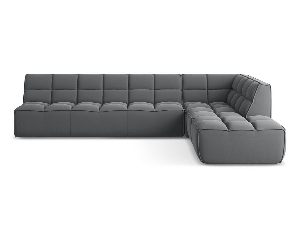 ECKSOFA Beidseitig Samt Stoff Grau - Dunkelgrau/Schwarz, Kunststoff/Textil (308/258cm) - Makamii