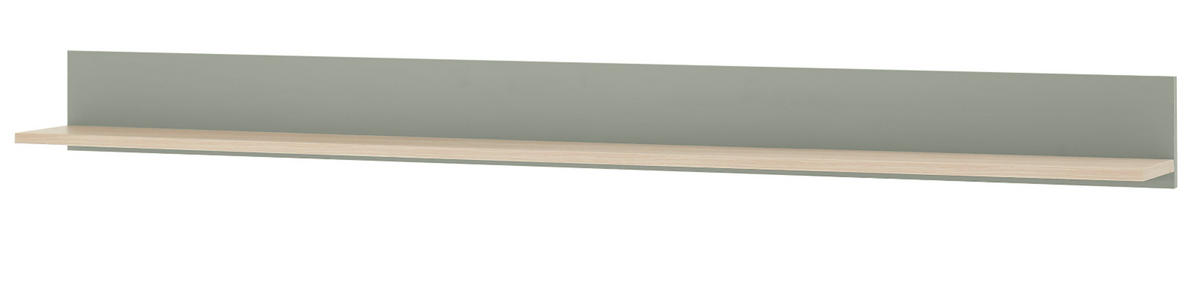 WANDBOARD in Salbei grün, Barista Eiche, Wandregal 170 x 15 cm - Salbeigrün/Eichefarben, Holzwerkstoff/Metall (170/15/17cm) - Furn.Design