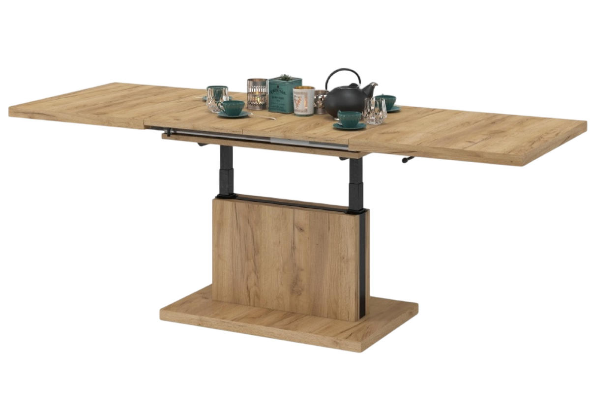 COUCHTISCH rechteckig Eiche Gold ausziehbar höhenverstellbar - Eichefarben, Holzwerkstoff (80/120/56cm) - designimpex