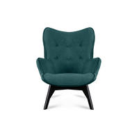 SESSEL GLORI mit Armlehnen, Blaugrün - Blau/Schwarz, Holz/Textil (78/94/88cm) - KONSIMO®