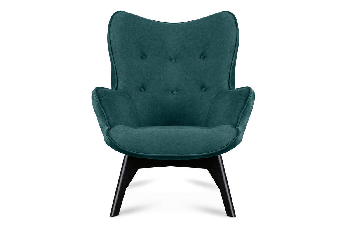 SESSEL GLORI mit Armlehnen, Blaugrün - Blau/Schwarz, Holz/Textil (78/94/88cm) - KONSIMO®