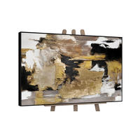 GEMÄLDE Goldene Fragmente II Schattenfugenrahmen Schwarz 140x100 cm - Schwarz, Holz (140/100cm) - YS-art gallery