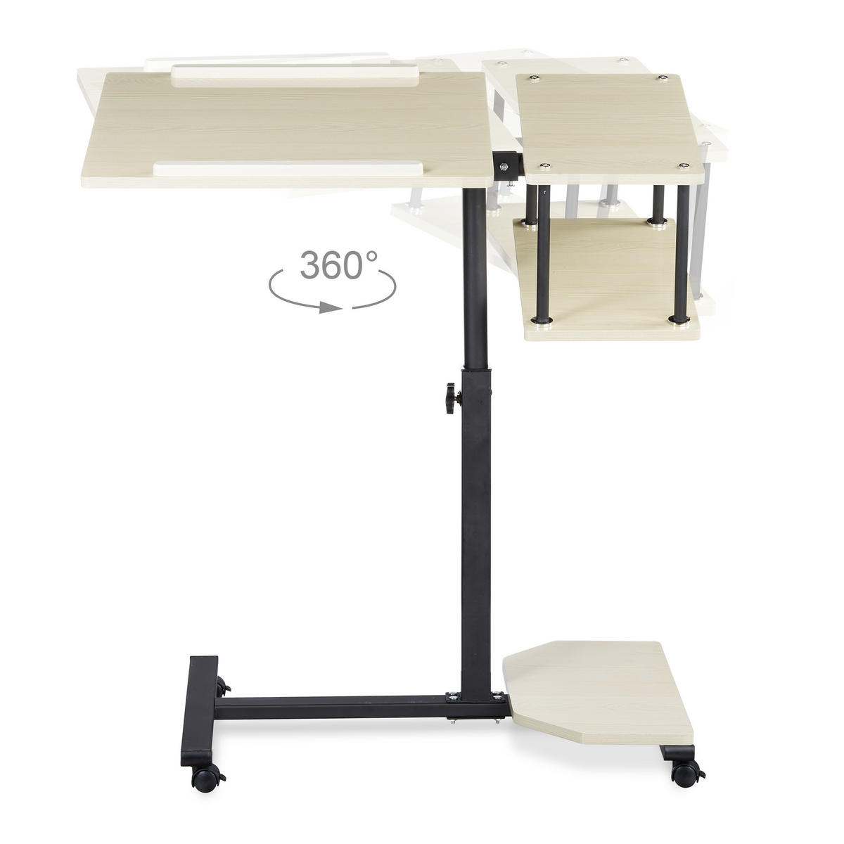 LAPTOPTISCH Creme XL höhenverstellbar mit Rollen - Multicolor, Holzwerkstoff/Metall (40/77/100cm) - Relaxdays