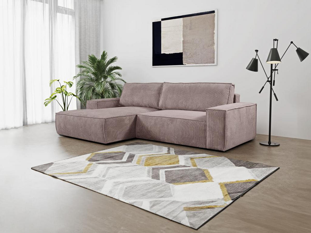 ECKSOFA mit Schlaffunktion - Ecke Links - Cord - Malve - AMELIA - Lila, Textil (167/267cm) - Vente-Unique