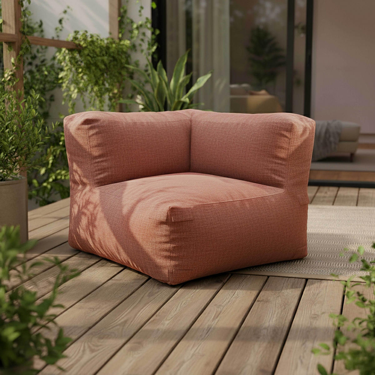 GARTENSOFA mit 5 Sitzplätzen, Terrakotta - Terracotta, Textil (85/65/160cm) - Oviala