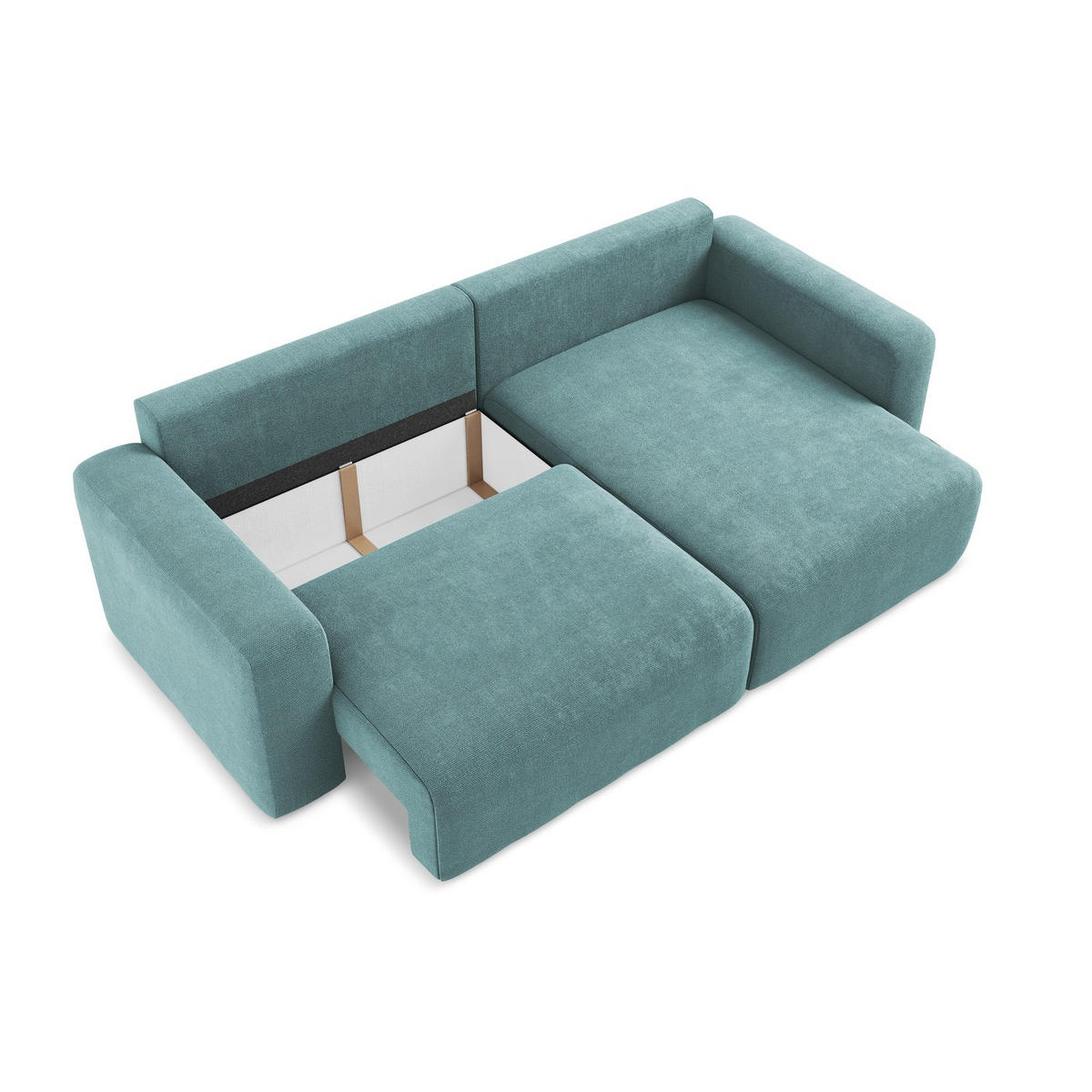 ECKSOFA mit Schlaffunktion rechts Chenille Stoff Blau - Blau/Beige, Kunststoff/Textil (244/149cm) - LaMiaSofa