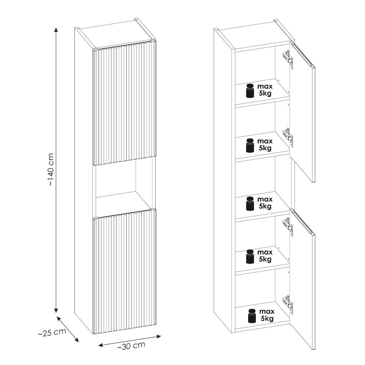 VISOKI ELEMENT Riva Bijelo i drvo - bijela, drvni materijal (30/140/25cm) - Petits-meubles