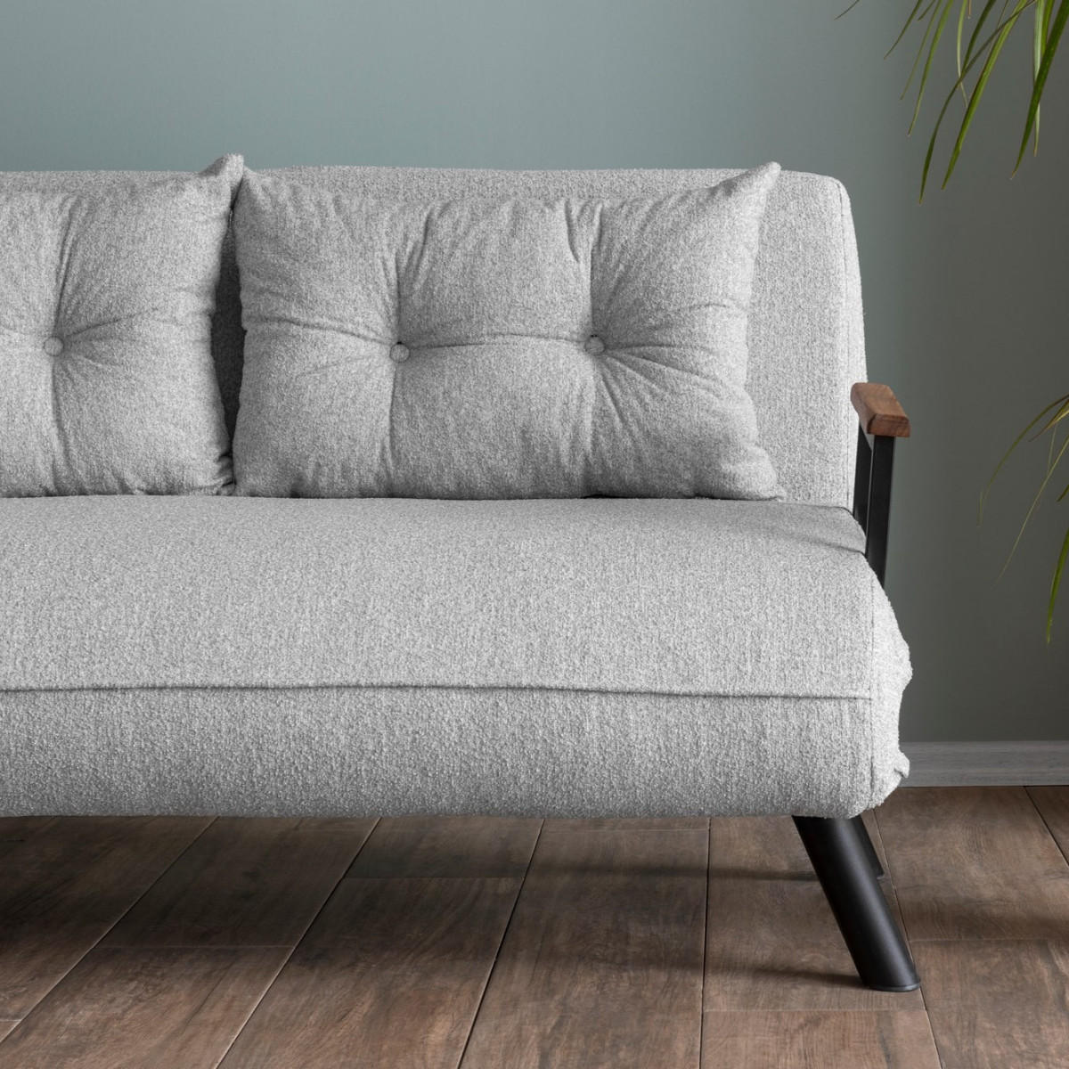 SCHLAFSOFA für 2 Personen mit Stoffbezug und Metallfüßen 133/50/41 cm - Grau, Metall (50/41/133cm) - Calicosy