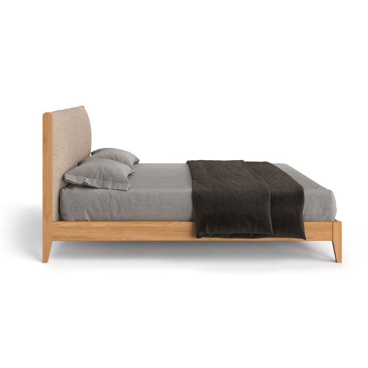 MASSIVHOLZBETT Vena aus Eiche 200x220 cm, Storm 06 - Eichefarben/Beige, Holz (200/220cm) - Danzz