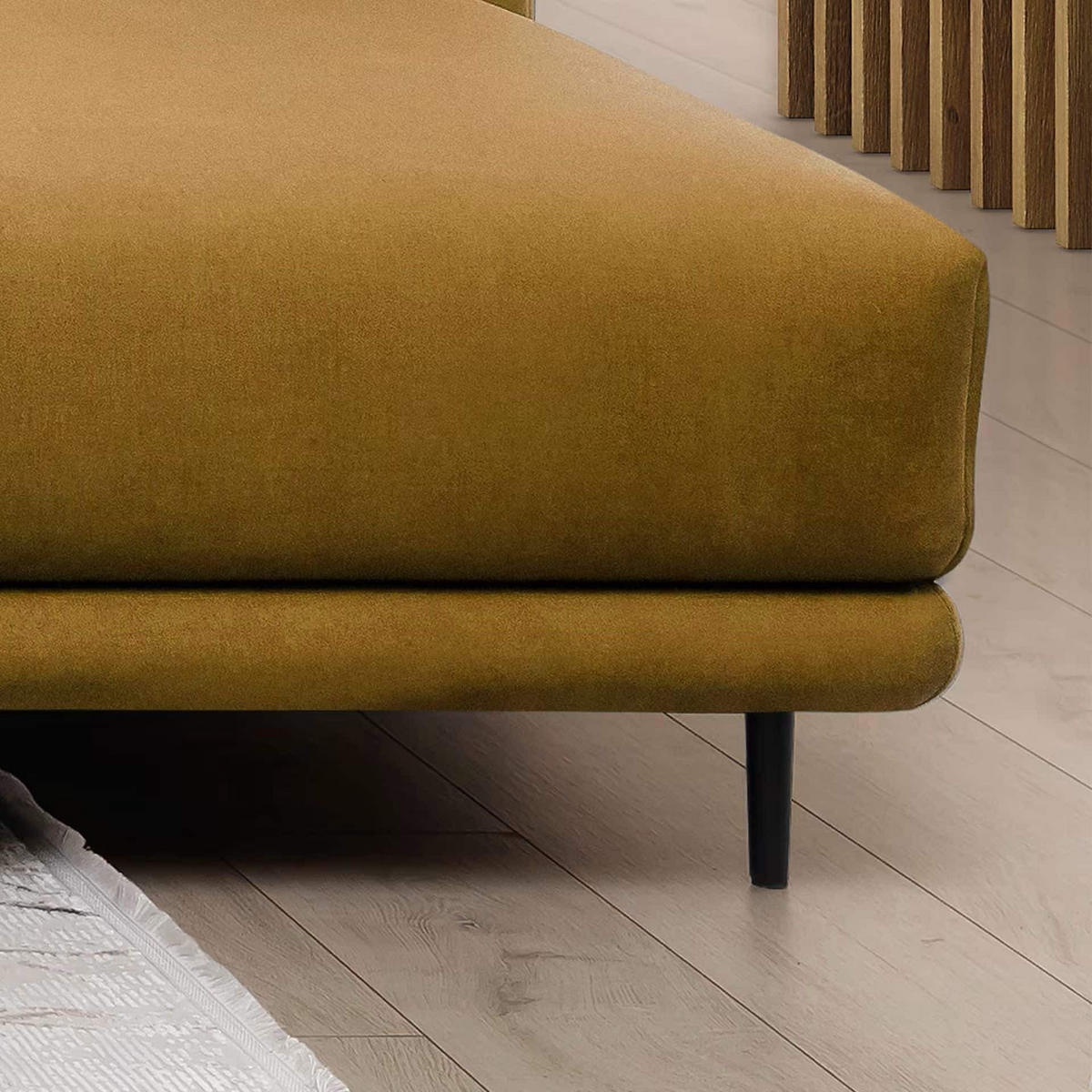 ECKSOFA mit Schlaffunktion und Bettkasten, Loco-Stoff - Gelb/Schwarz, Textil/Metall (190/289cm) - Eltap