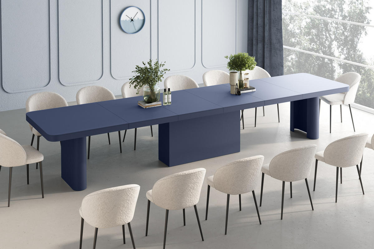 ESSTISCH rechteckig ausziehbar XXL Marineblau matt 160/100/75 cm - Dunkelblau, Holzwerkstoff (100/160/75cm) - designimpex