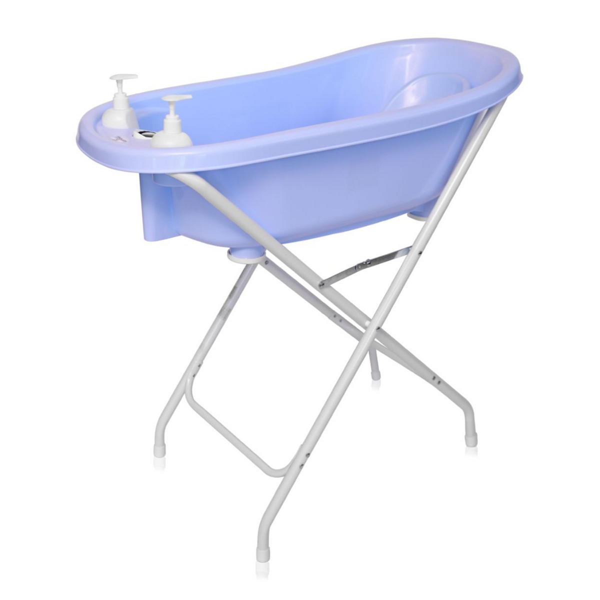 BABYBADEWANNE SET Set-1013082 blau mit Badewannenständer, Badesitz, Wasserthermometer, Wasserablauf - Blau, Kunststoff (41/88cm) - Lorelli