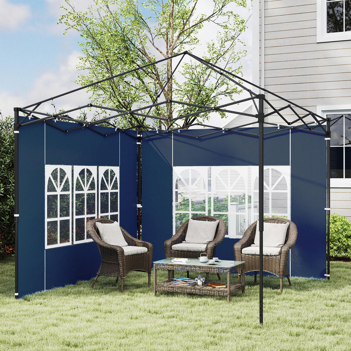 PAVILLON-SEITENTEILE aus PE Blau - Blau, Kunststoff (1/193/293cm) - Outsunny