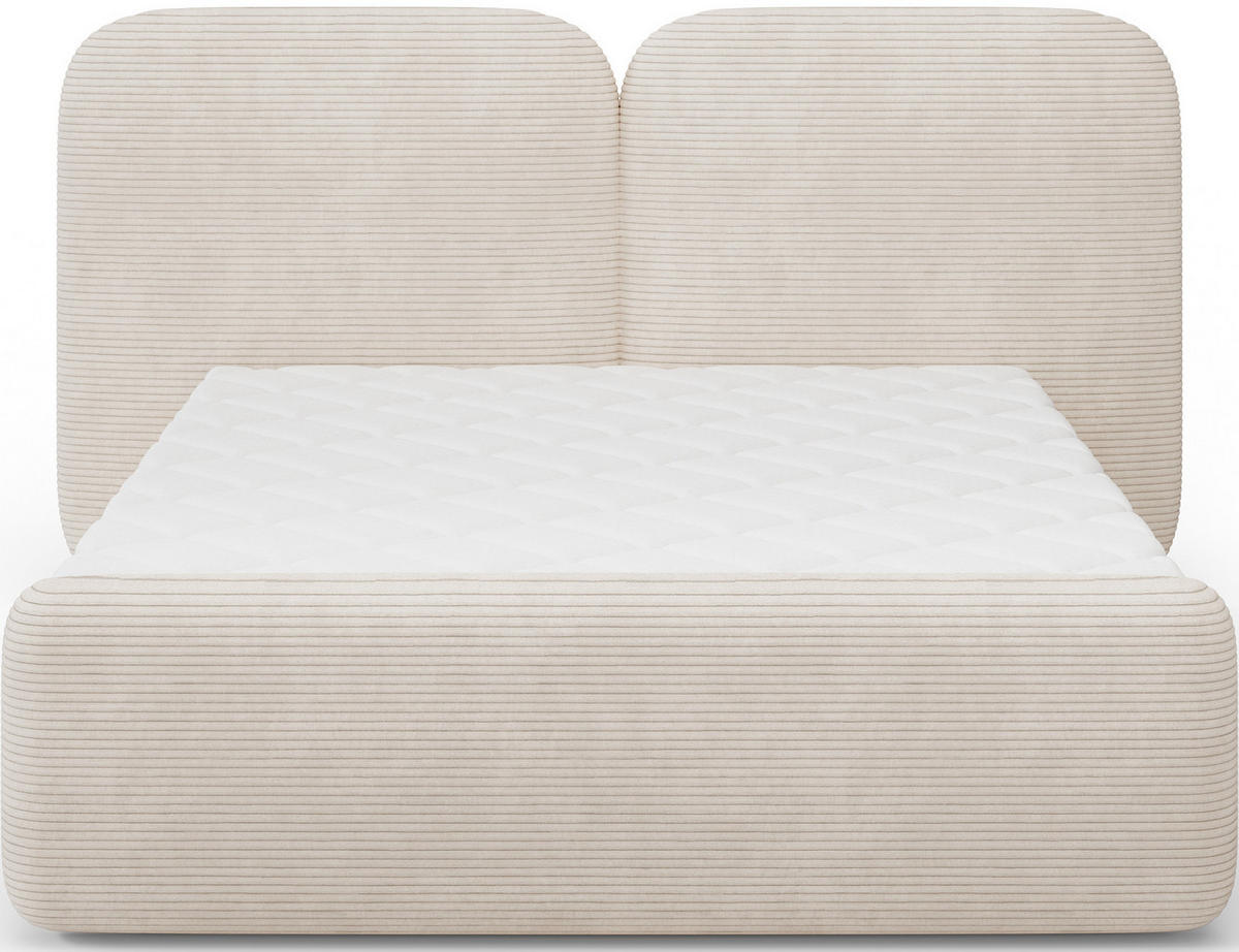 POLSTERBETT Ollival 160x200 cm mit Bettkasten und Metallrahmen – Modernes Designbett ohne Matratze - Beige, Kunststoff (160/200cm) - Wohnideebilder
