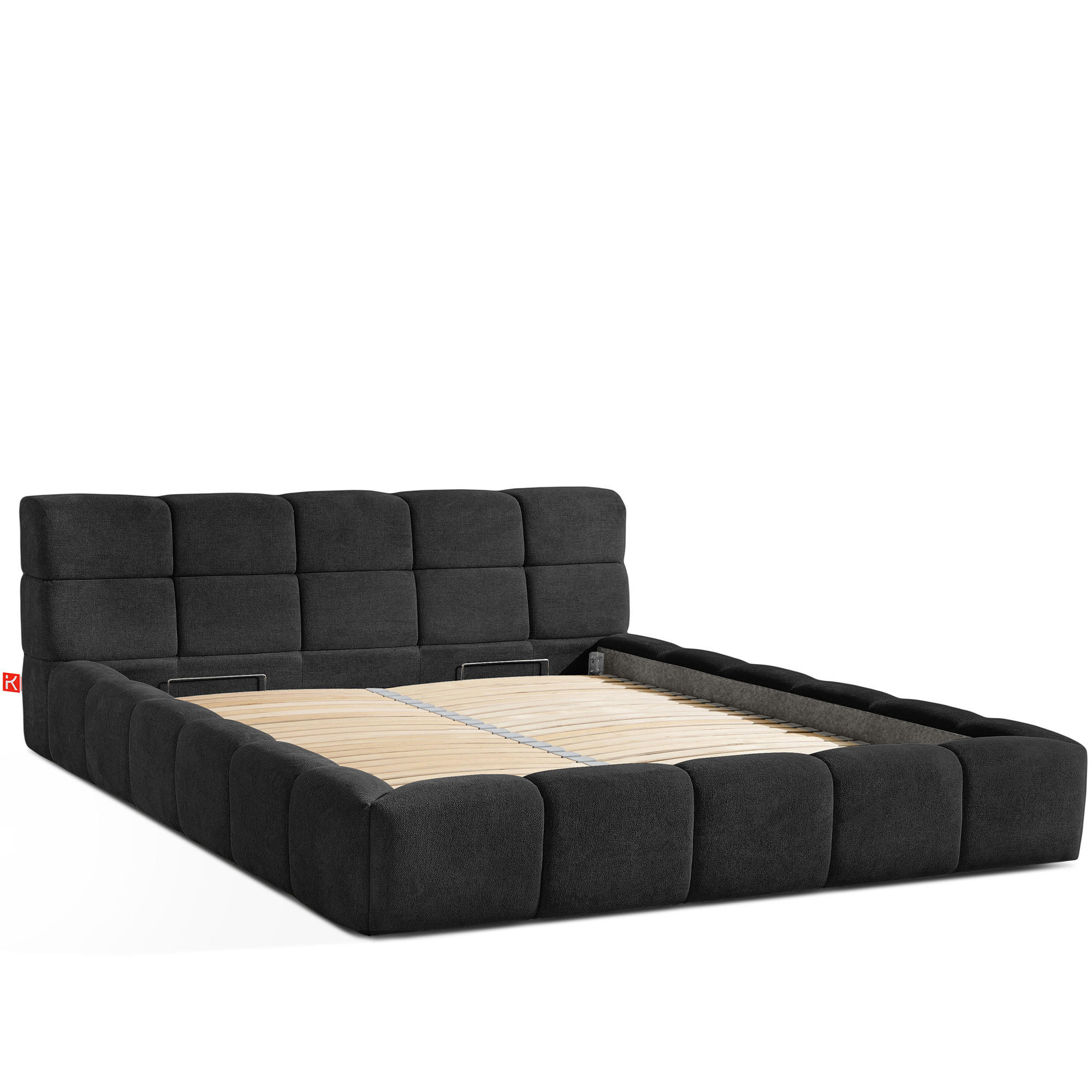 POLSTERBETT AERI 140/160/180/200 mit Rahmen und Bettkasten, anthrazit - Anthrazit, Holz/Holzwerkstoff (200/200cm) - KONSIMO®