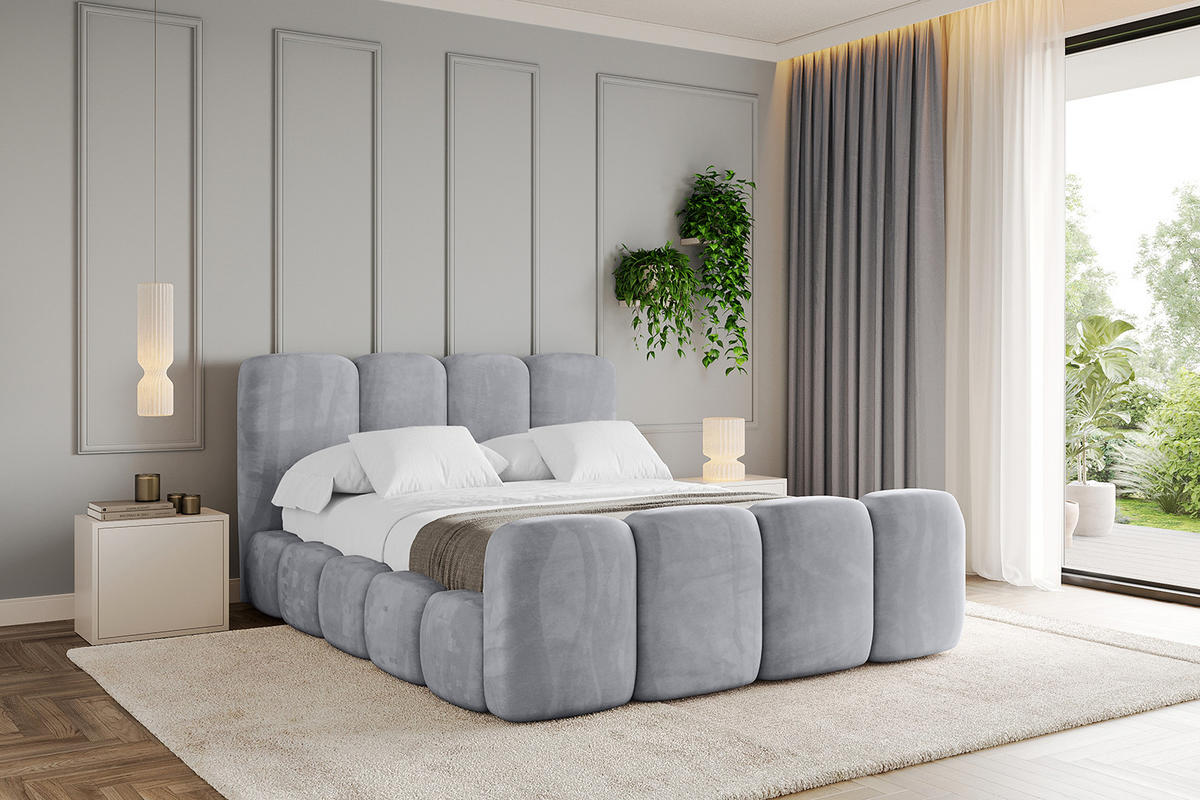 POLSTERBETT mit Bettkasten, Fußteil und Lattenrost, Boxbett ohne Matratze - KALA-Z 120x200 Hellgrau - Hellgrau, Holzwerkstoff/Textil (120/200cm) - ALTDECOR