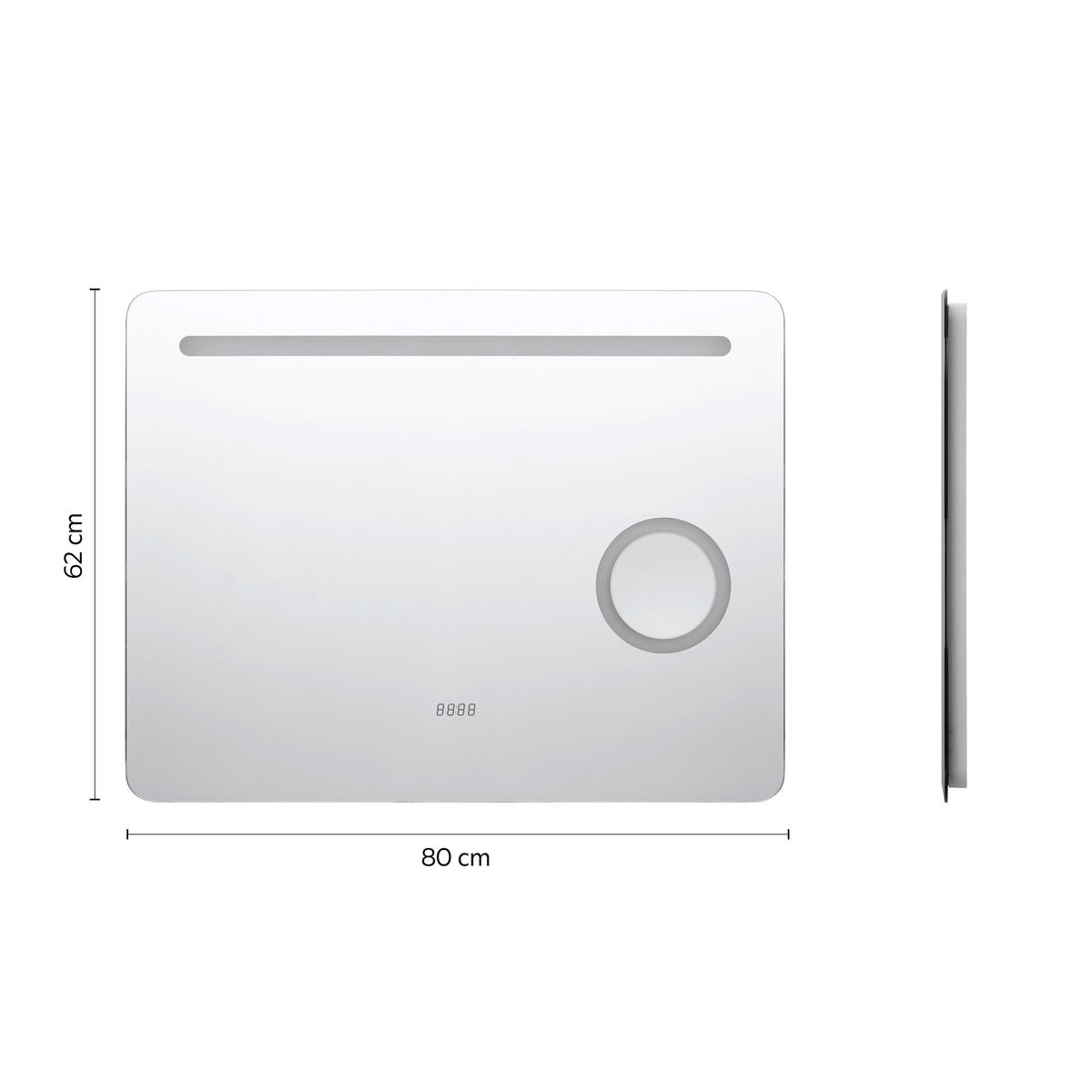 WANDSPIEGEL Silberfarben inkl. LED 'Mirror' - Silberfarben, Glas (62/10/80cm)