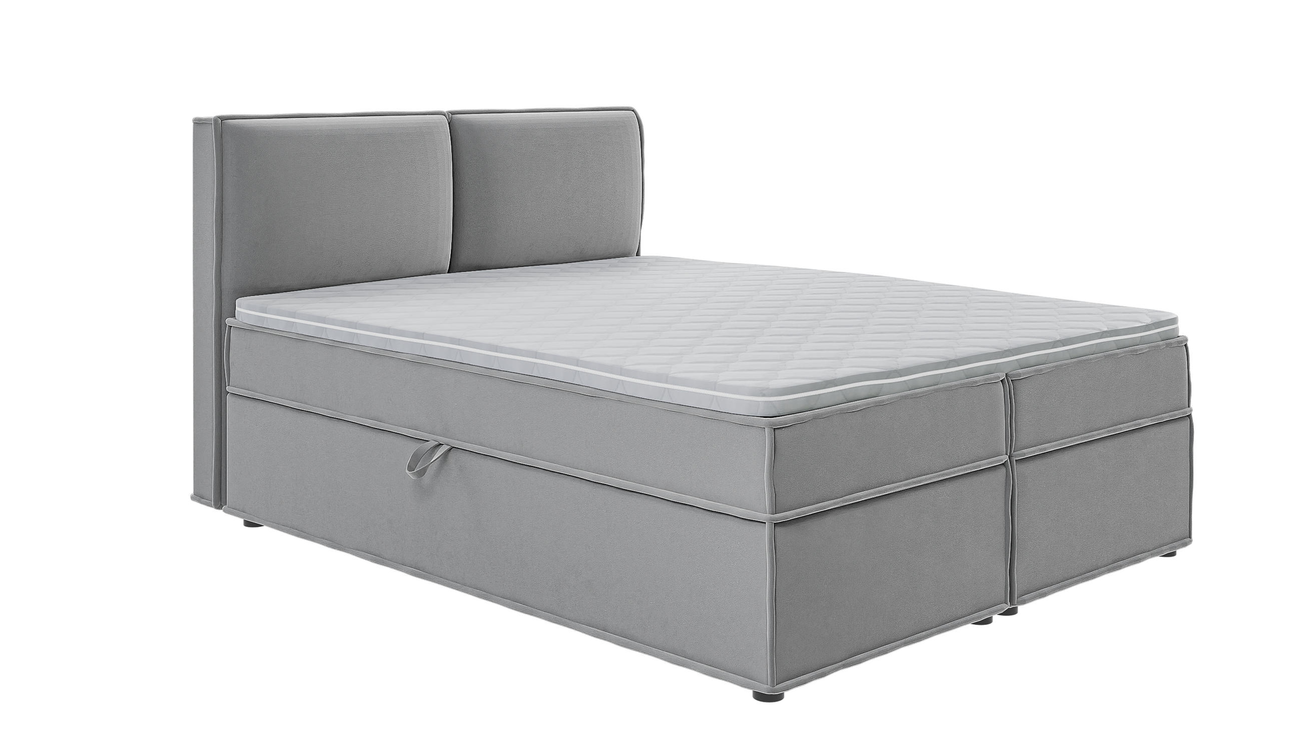 BOXBETT Eclipse 160/200 cm Grau Luxusmicrofaser - Schwarz/Grau, Holz/Kunststoff (160/200cm) - S-Style Möbel
