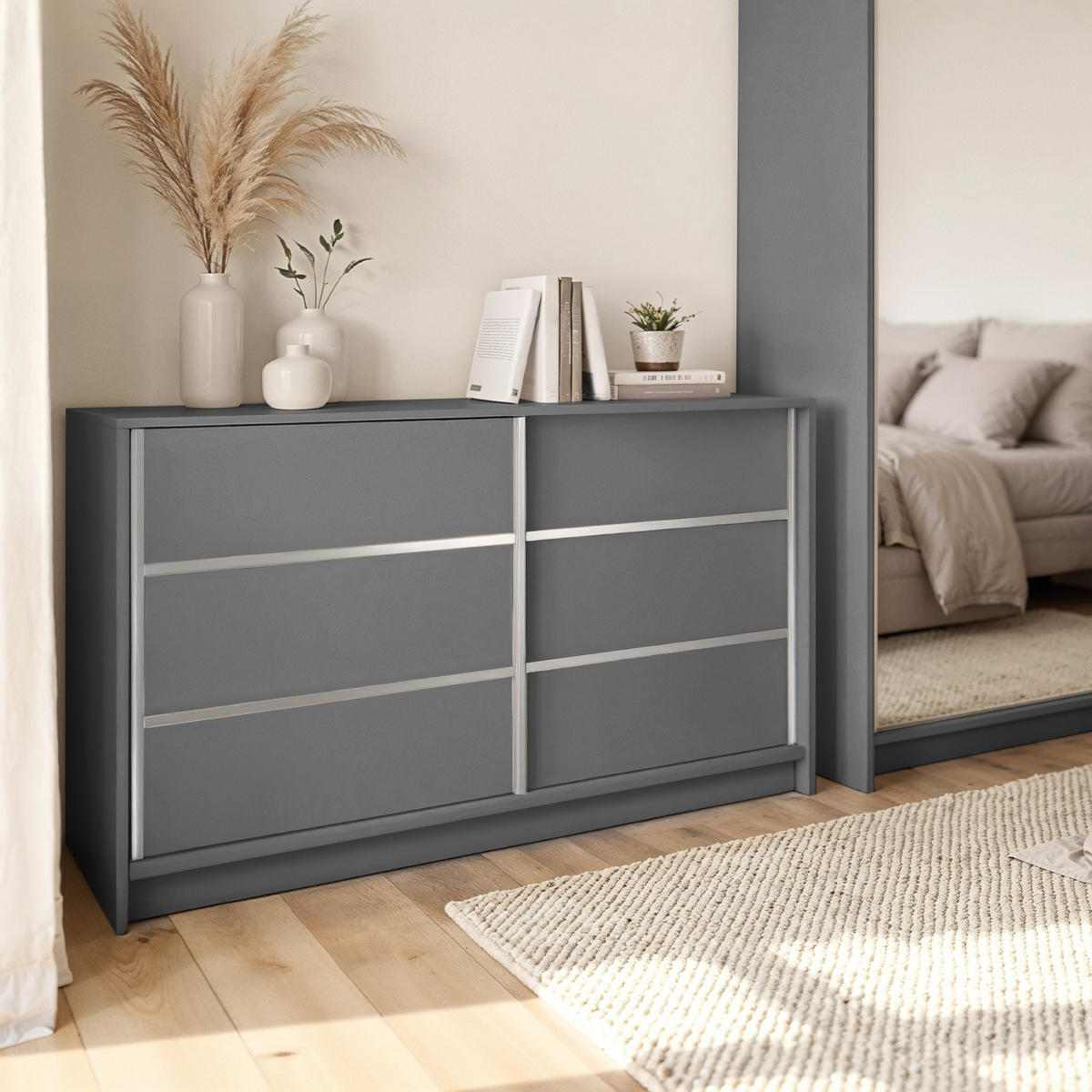 KOMMODE Samantha 160 cm, mit Sprossen, grau - Grau, Kunststoff (161/85/44cm) - Margaret Hadas24