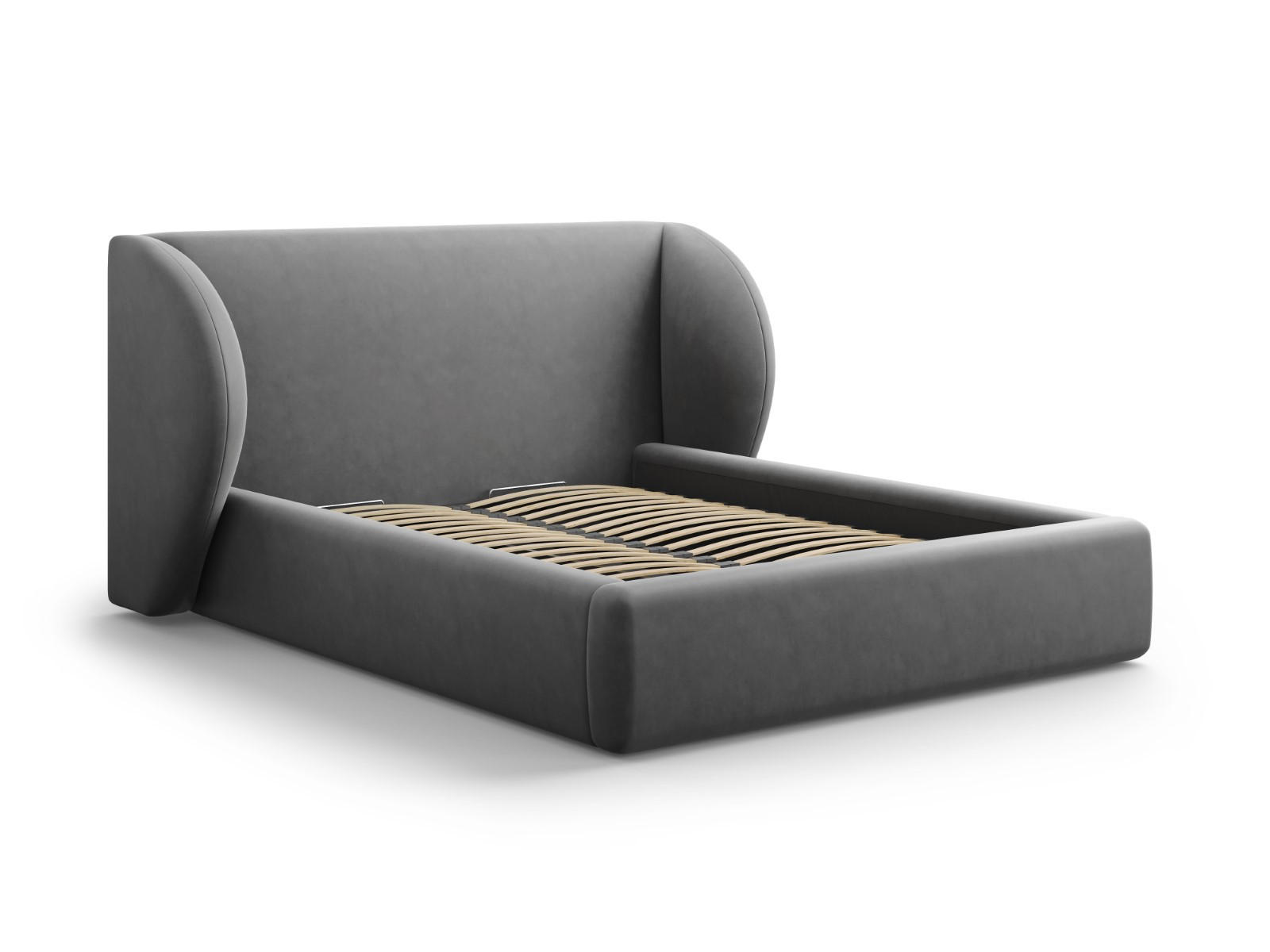 BETT mit Bettkasten und Kopfteil Miley aus Samt grau 200x200cm - Grau, Textil (200/200cm) - Micadoni