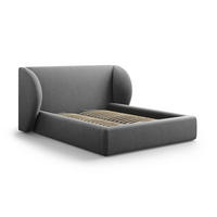BETT mit Bettkasten und Kopfteil Miley aus Samt grau 200x200cm - Grau, Textil (200/200cm) - Micadoni