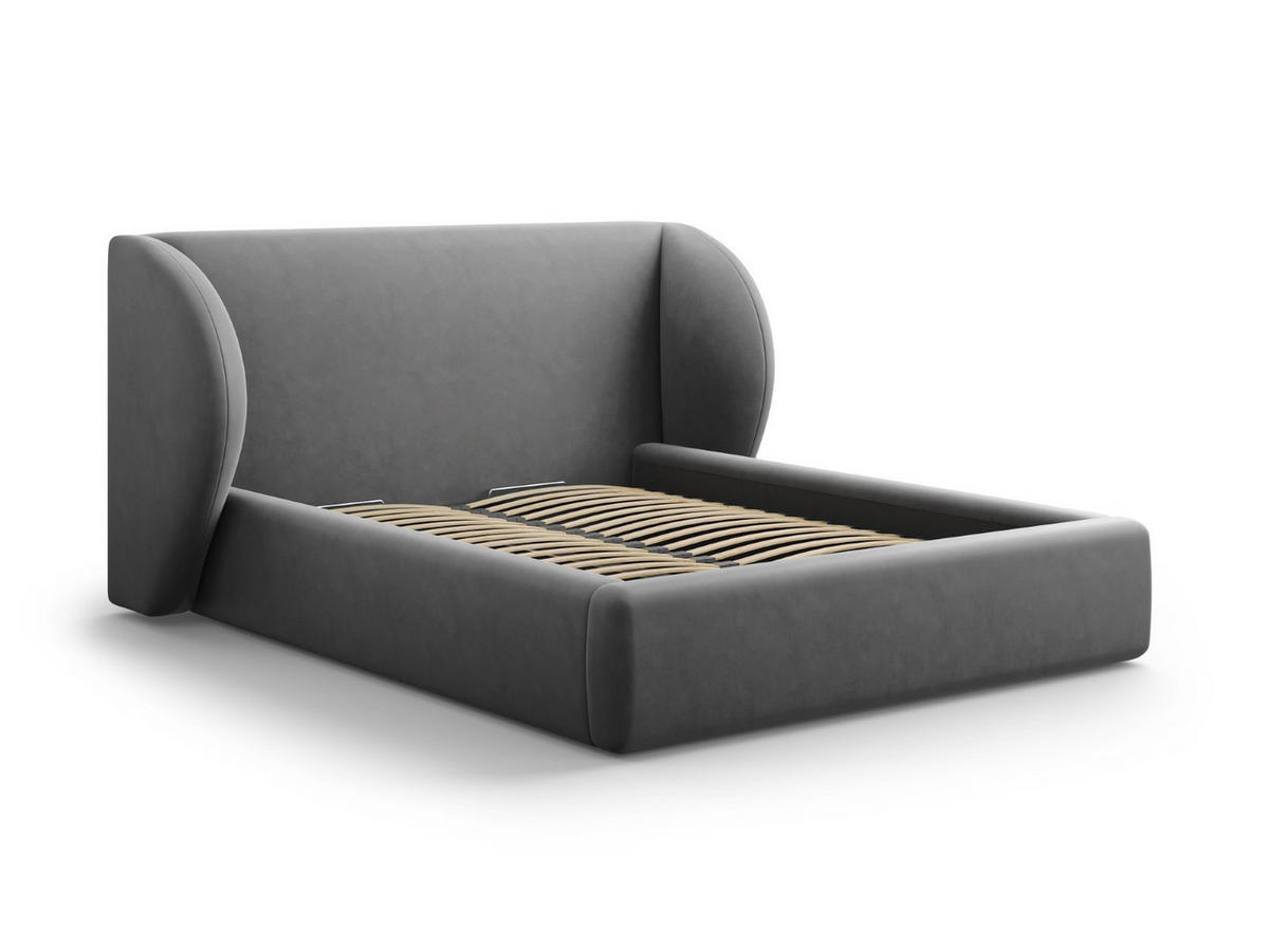 BETT mit Bettkasten und Kopfteil Miley aus Samt grau 200x200cm - Grau, Textil (200/200cm) - Micadoni