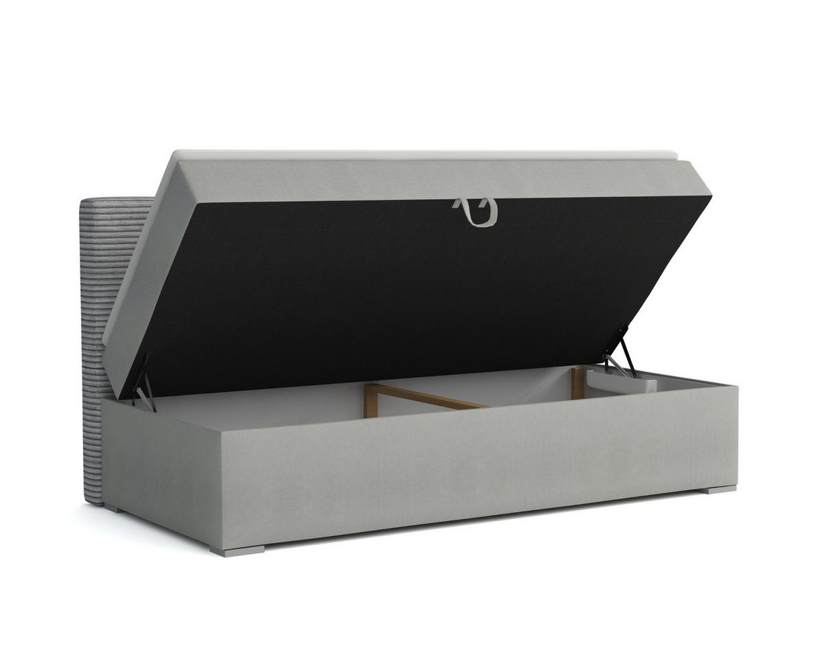 BOXBETT MATI 100/200 Beige mit Taschen-Federkernmatratze H4 - Beige, Holz/Holzwerkstoff (100/200cm) - Deine Möbel 24