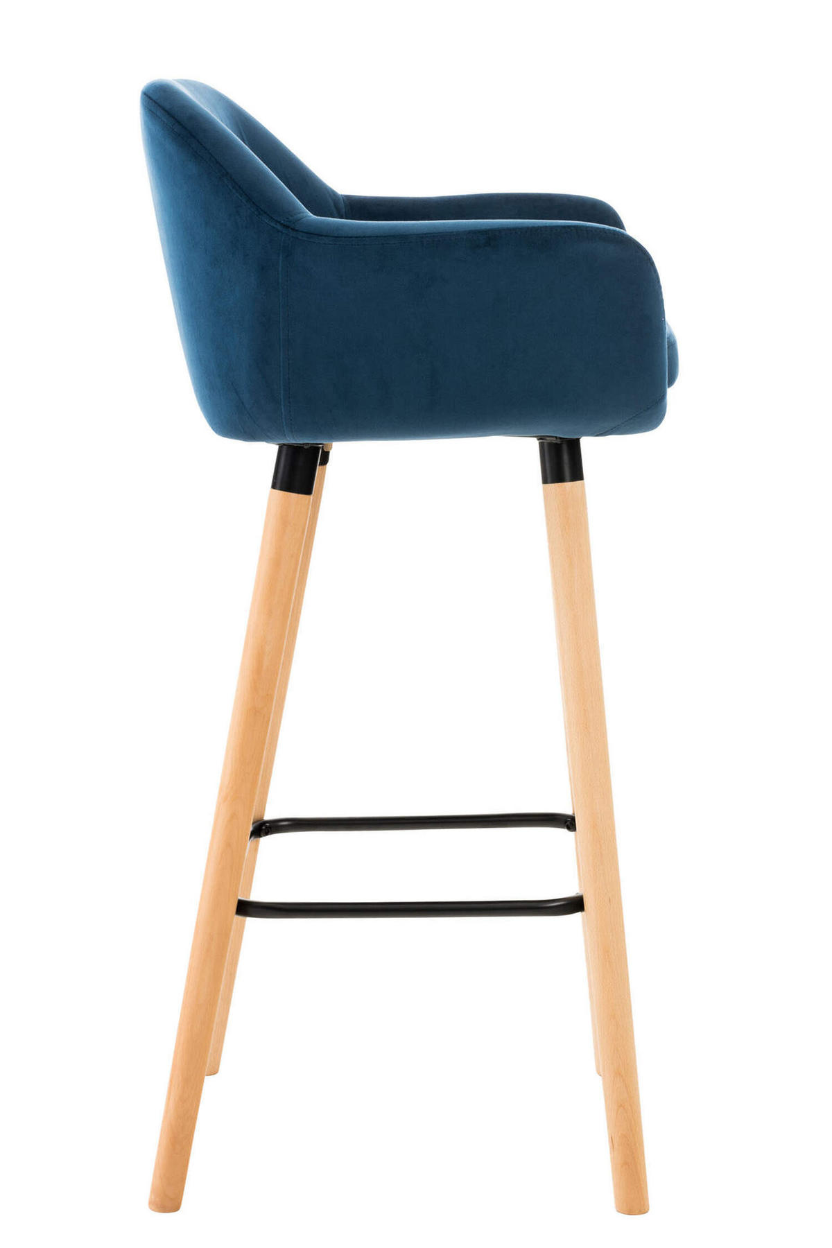 BARHOCKER Grande, 2er Set, Gestell Holz, Samt Blau - Blau/Braun, Holz/Textil (55/99/46cm) - TPFLiving