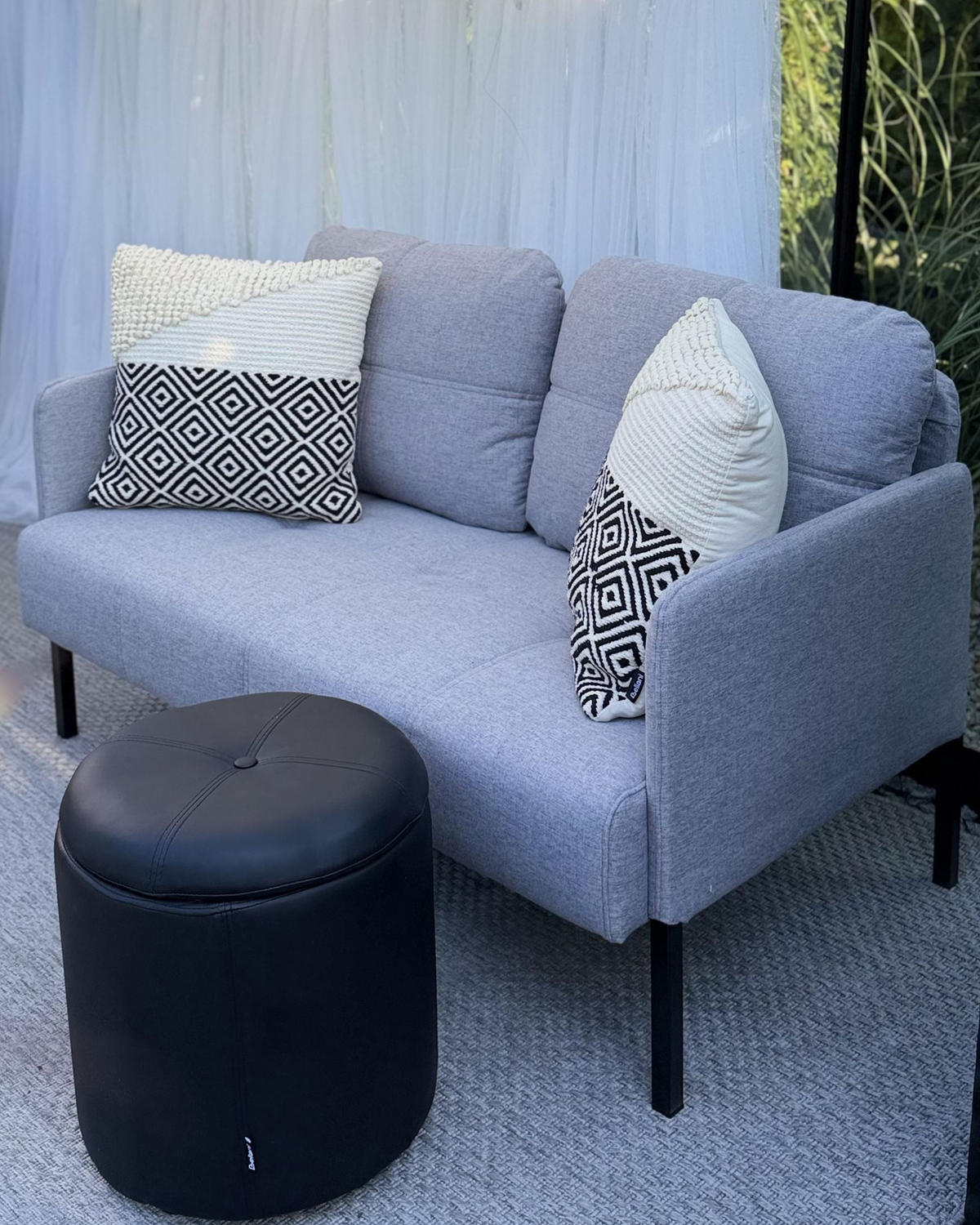 2-SITZER-SOFA grau Lahti - Schwarz/Grau, Textil (124/70/70cm) - Beliani