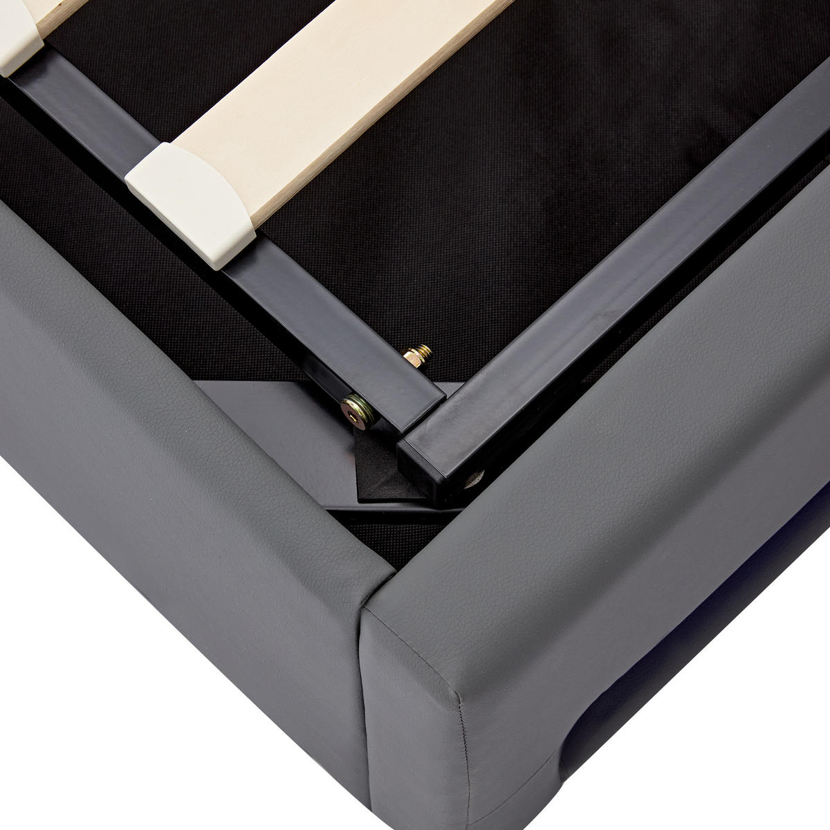 POLSTERBETT 90x190cm Grau PU Mit USB LED & Stauraum - Grau, Leder (90/190cm) - FLIEKS