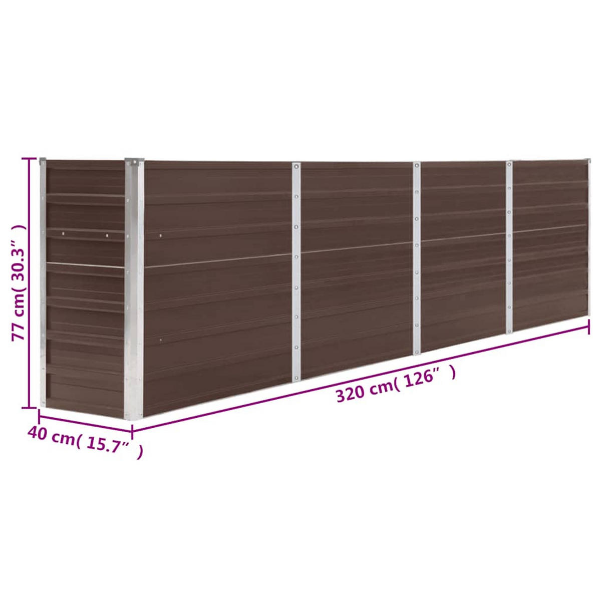 HOCHBEET 320/40/77 Cm Verzinkter Stahl Braun - Braun, Metall (40/77/320cm) - vidaXL
