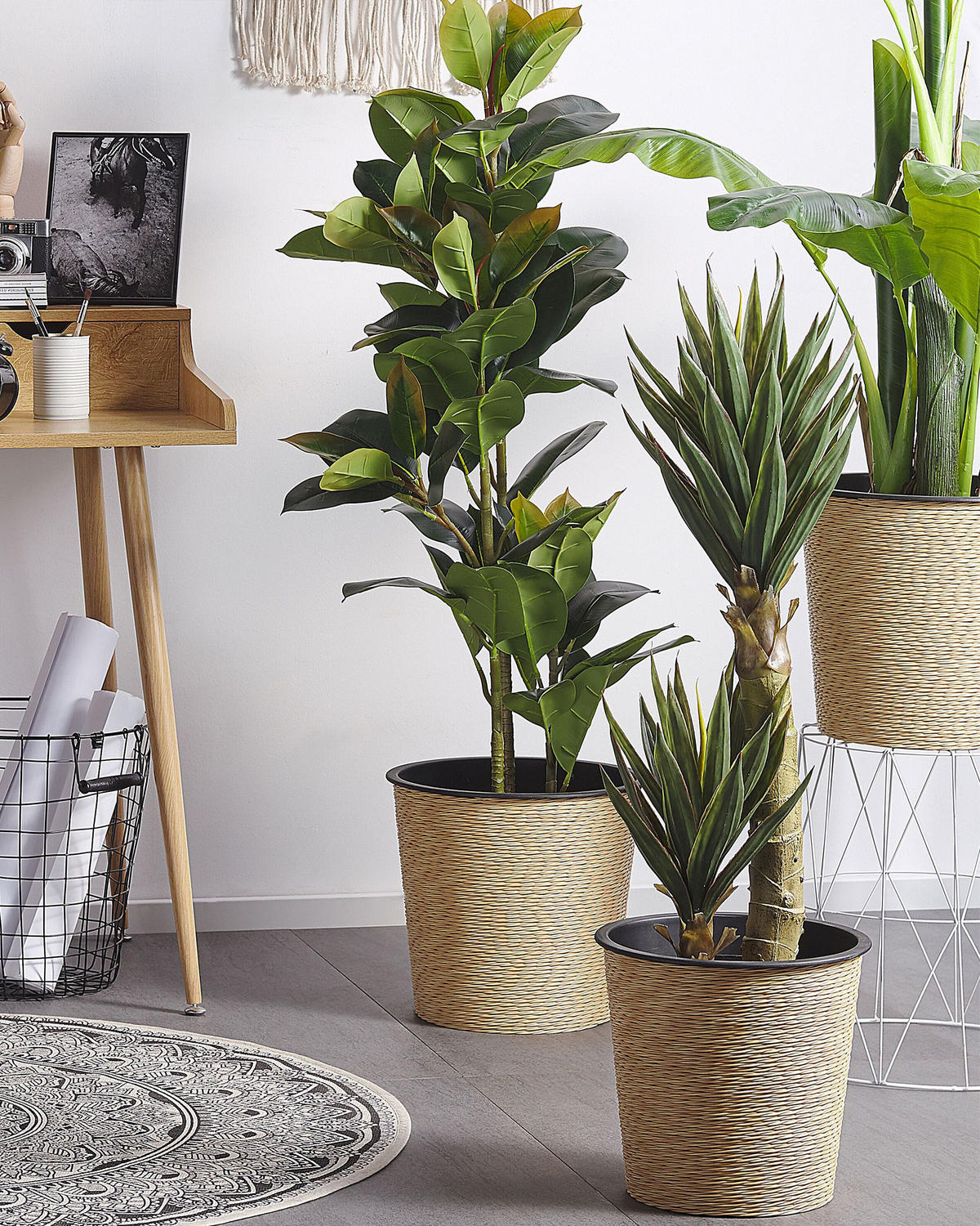 KUNSTPFLANZE im Blumentopf 90 cm Grün/Schwarz Yucca - Schwarz/Grün, Kunststoff (90cm) - Beliani