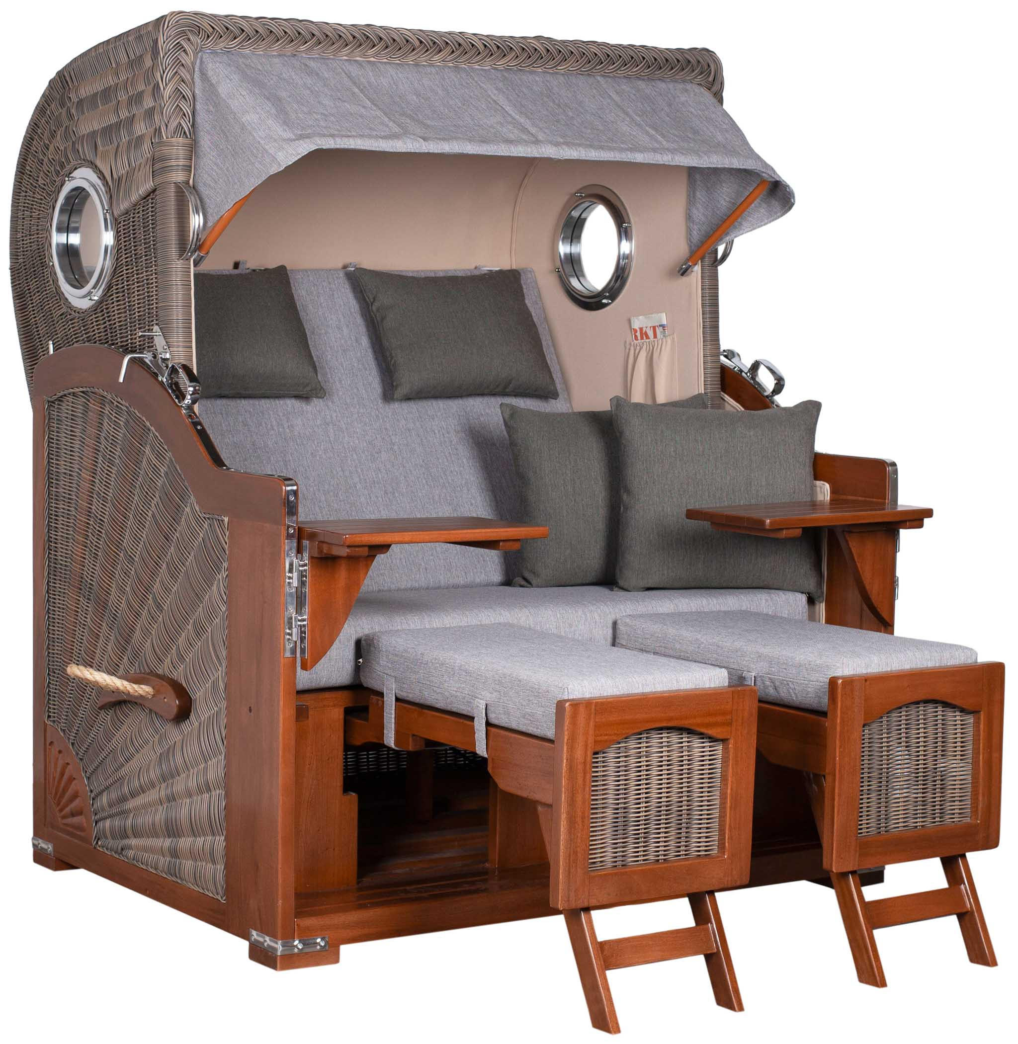 STRANDKORB XXL Düne Grande 2,5 Sitzer - Braun/Grau, Metall (142/170/95cm) - Mr. Deko