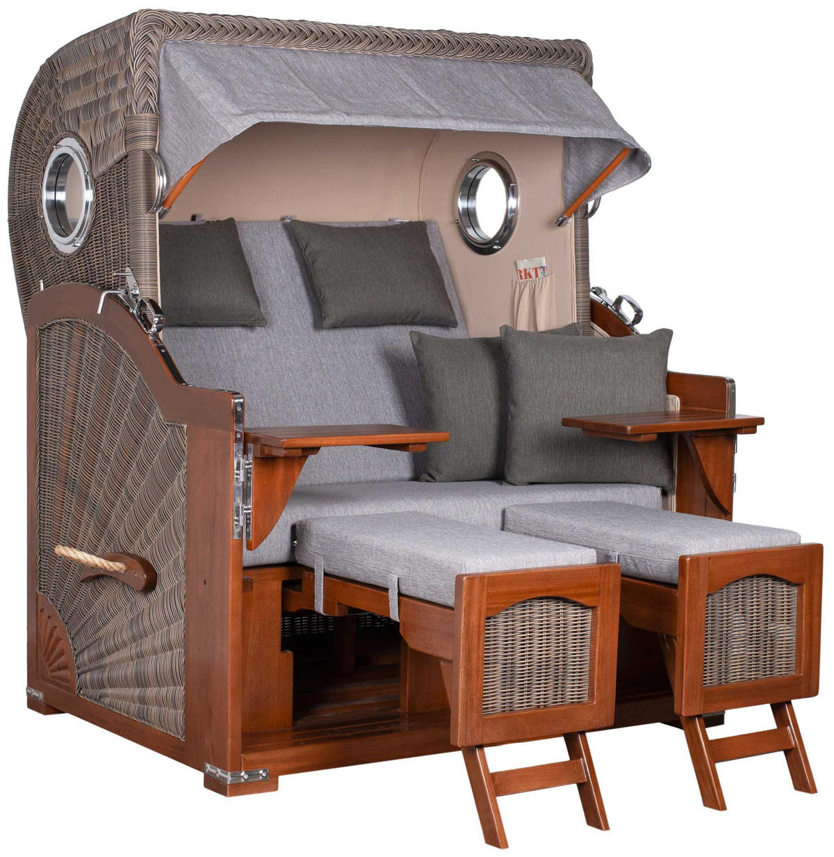 STRANDKORB XXL Düne Grande 2,5 Sitzer - Braun/Grau, Metall (142/170/95cm) - Mr. Deko