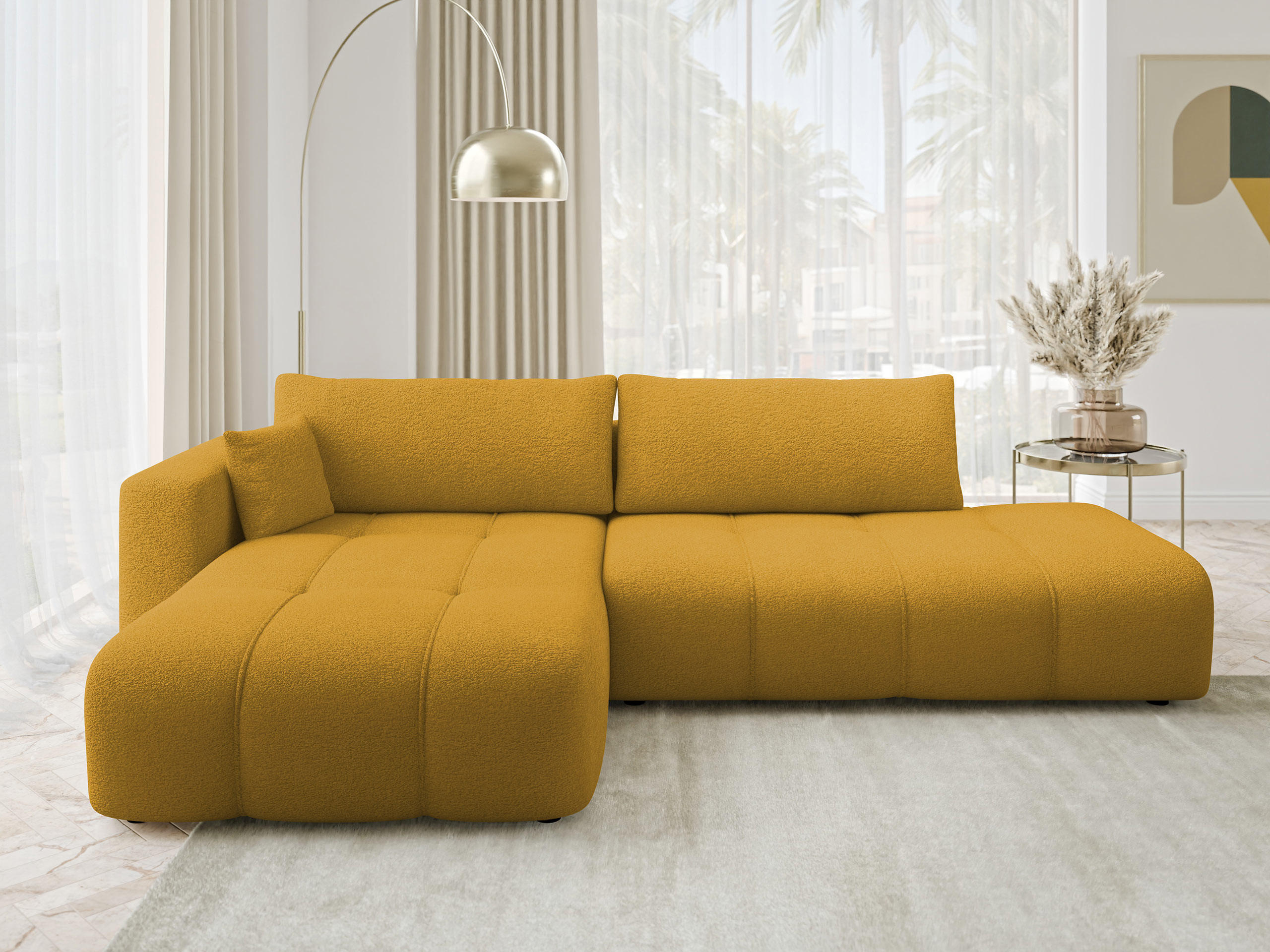 ECKSOFA Furyn O, Seite: Links - Gelb/Schwarz, Holzwerkstoff/Kunststoff (262/145cm) - MIRJAN24
