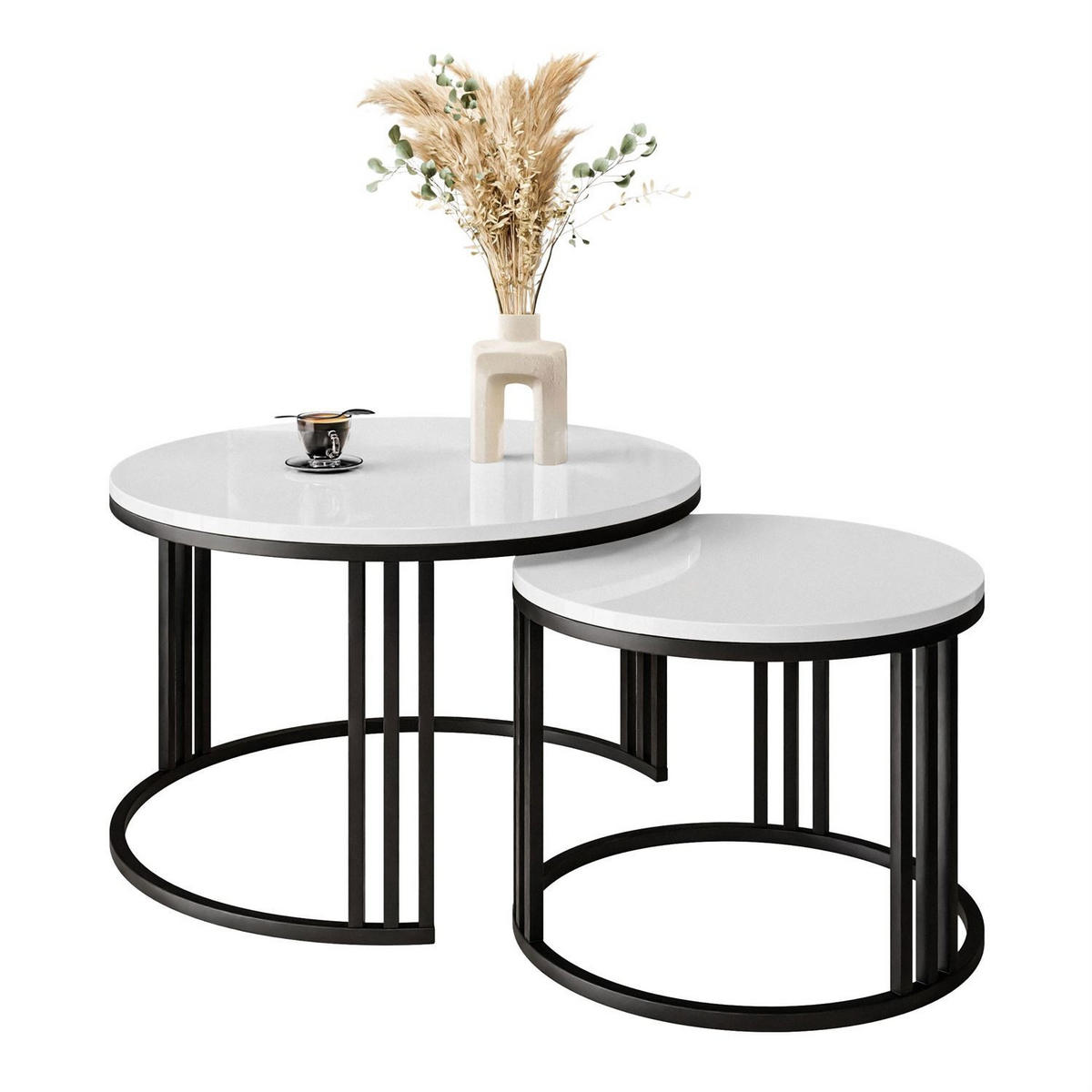 COUCHTISCH 2 in 1 LORI Hochglanz - Schwarz/Weiß, Holzwerkstoff (70/70/48cm) - Lookway