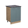 KÜCHENUNTERSCHRANK R-Line Blau-Grau 60 cm, AP Anthrazit - Eiche Wotan/Blaugrau, Holzwerkstoff (60/81.6/60cm) - Vicco