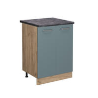 KÜCHENUNTERSCHRANK R-Line Blau-Grau 60 cm, AP Anthrazit - Honigeiche/Eiche Wotan, Holzwerkstoff (60/81.6/60cm) - Vicco
