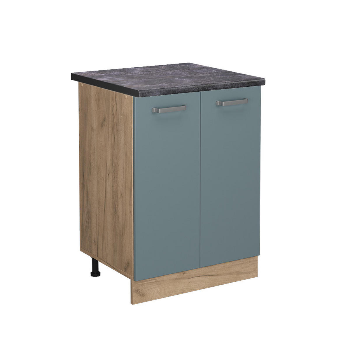 KÜCHENUNTERSCHRANK R-Line Blau-Grau 60 cm, AP Anthrazit - Honigeiche/Eiche Wotan, Holzwerkstoff (60/81.6/60cm) - Vicco