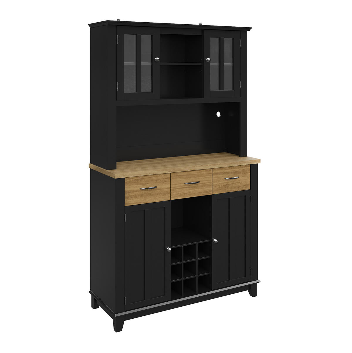 KÜCHENBUFFET 106/40/179,5 cm schwarz aus MDF mit LED - Schwarz, Holzwerkstoff (106/179.5/40cm) - OKWISH